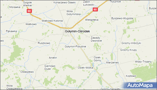 mapa Nowy Gołymin, Nowy Gołymin na mapie Targeo