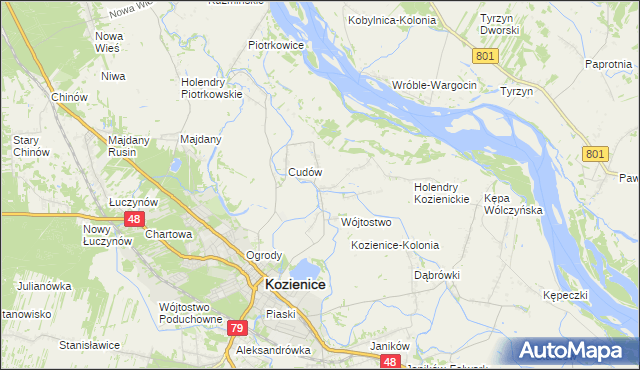 mapa Przewóz gmina Kozienice, Przewóz gmina Kozienice na mapie Targeo