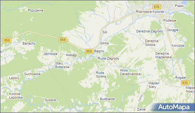 mapa Ruda-Zagrody, Ruda-Zagrody na mapie Targeo