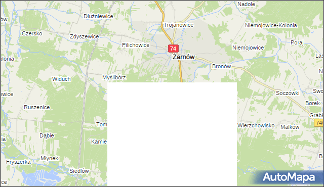 mapa Sielec gmina Żarnów, Sielec gmina Żarnów na mapie Targeo