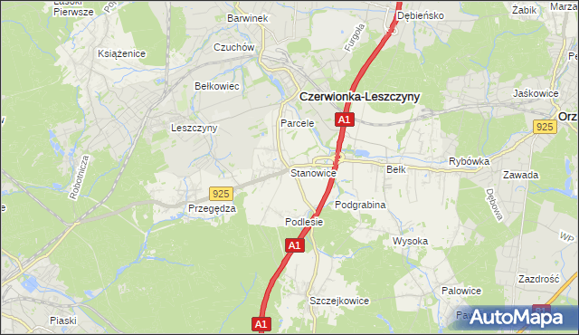 mapa Stanowice gmina Czerwionka-Leszczyny, Stanowice gmina Czerwionka-Leszczyny na mapie Targeo