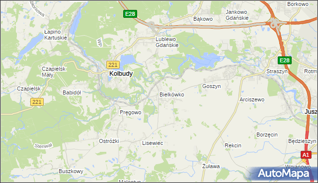 mapa Bielkówko, Bielkówko na mapie Targeo