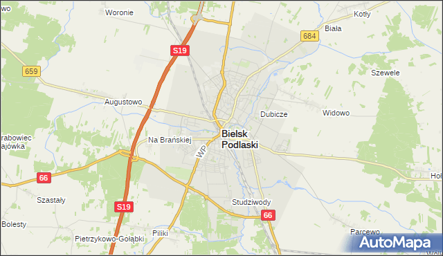 mapa Bielsk Podlaski, Bielsk Podlaski na mapie Targeo