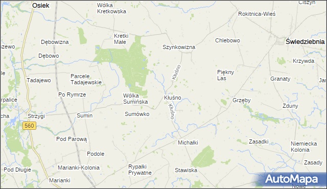 mapa Kłuśno, Kłuśno na mapie Targeo