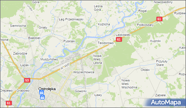 mapa Nowa Wieś Leśna, Nowa Wieś Leśna na mapie Targeo