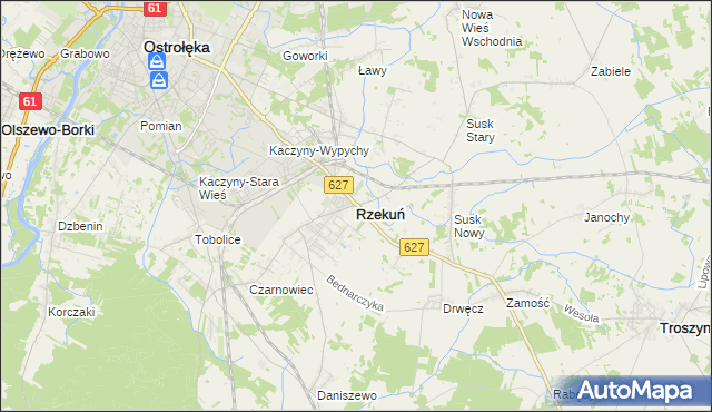 mapa Rzekuń, Rzekuń na mapie Targeo