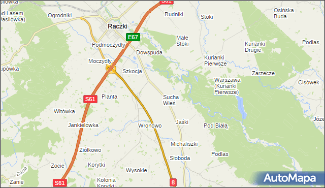 mapa Sucha Wieś, Sucha Wieś na mapie Targeo