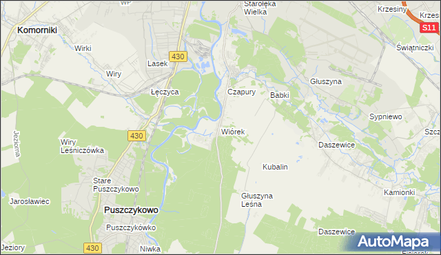 mapa Wiórek, Wiórek na mapie Targeo