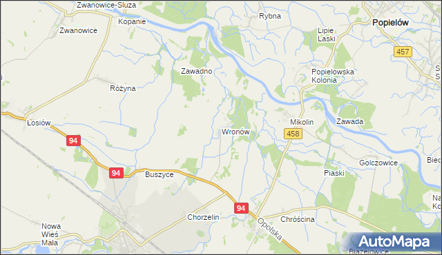 mapa Wronów gmina Lewin Brzeski, Wronów gmina Lewin Brzeski na mapie Targeo