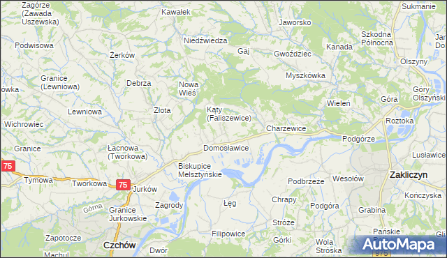 mapa Faliszewice, Faliszewice na mapie Targeo