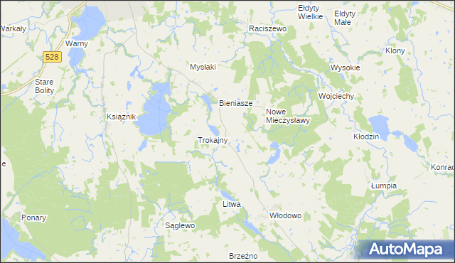 mapa Niegławki, Niegławki na mapie Targeo