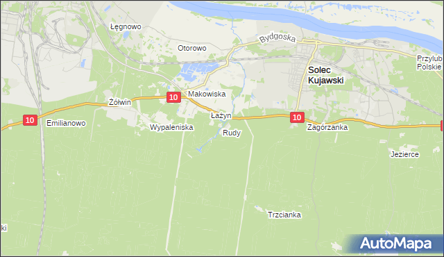 mapa Rudy gmina Solec Kujawski, Rudy gmina Solec Kujawski na mapie Targeo