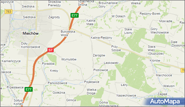 mapa Zarogów, Zarogów na mapie Targeo