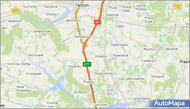 mapa Kopana, Kopana na mapie Targeo