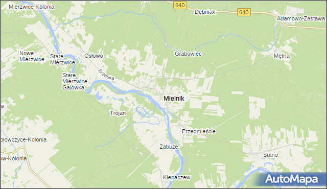 mapa Mielnik powiat siemiatycki, Mielnik powiat siemiatycki na mapie Targeo