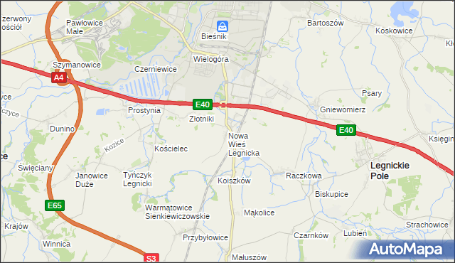 mapa Nowa Wieś Legnicka, Nowa Wieś Legnicka na mapie Targeo