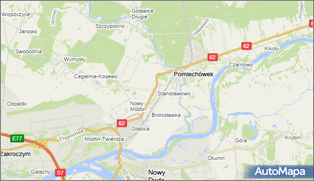 mapa Stanisławowo gmina Pomiechówek, Stanisławowo gmina Pomiechówek na mapie Targeo