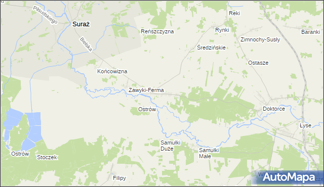 mapa Zawyki, Zawyki na mapie Targeo