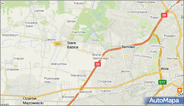 mapa Blizne Jasińskiego, Blizne Jasińskiego na mapie Targeo