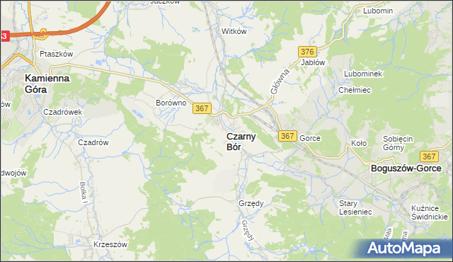 mapa Czarny Bór, Czarny Bór na mapie Targeo