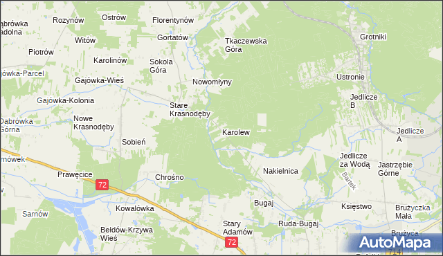 mapa Karolew gmina Aleksandrów Łódzki, Karolew gmina Aleksandrów Łódzki na mapie Targeo