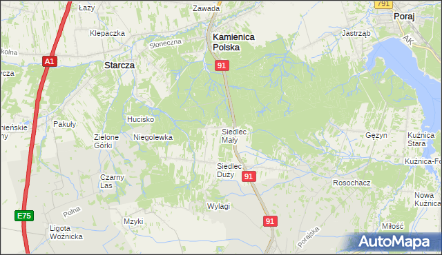 mapa Siedlec Mały, Siedlec Mały na mapie Targeo