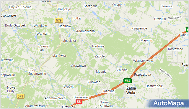 mapa Zapole gmina Grodzisk Mazowiecki, Zapole gmina Grodzisk Mazowiecki na mapie Targeo