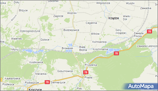 mapa Biała Błotna, Biała Błotna na mapie Targeo