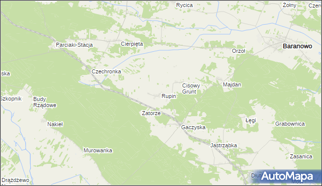 mapa Rupin gmina Baranowo, Rupin gmina Baranowo na mapie Targeo