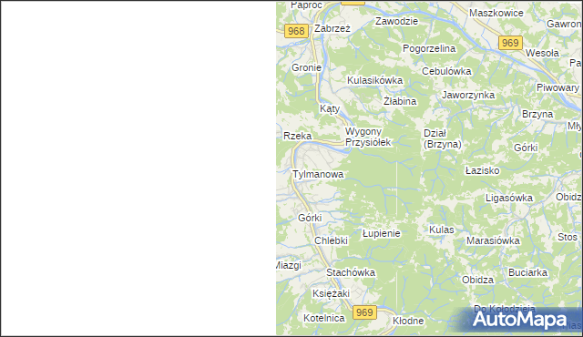 mapa Tylmanowa, Tylmanowa na mapie Targeo
