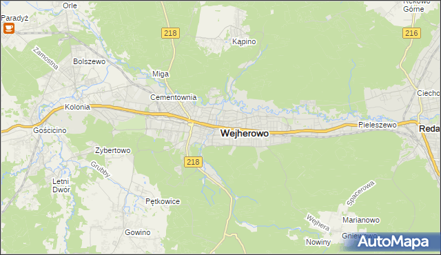 mapa Wejherowo, Wejherowo na mapie Targeo