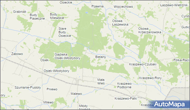 mapa Bielany gmina Raciąż, Bielany gmina Raciąż na mapie Targeo