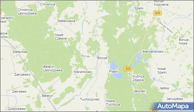 mapa Boruja, Boruja na mapie Targeo