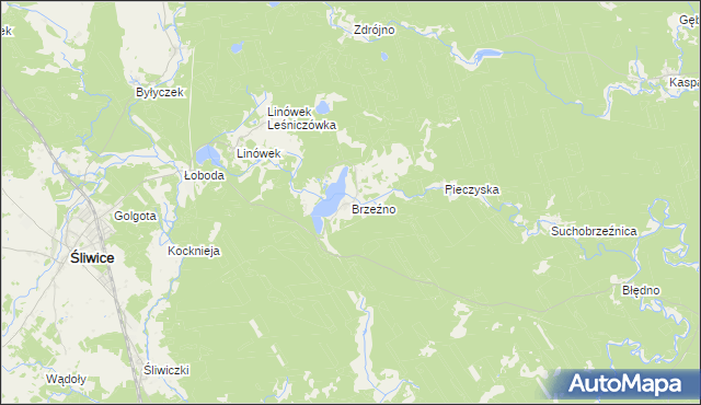 mapa Brzeźno gmina Śliwice, Brzeźno gmina Śliwice na mapie Targeo