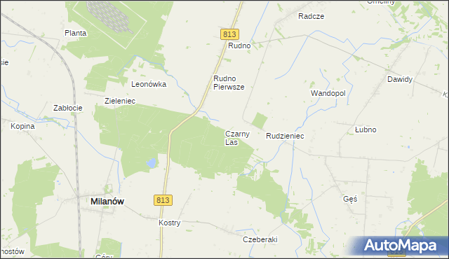 mapa Czarny Las gmina Milanów, Czarny Las gmina Milanów na mapie Targeo