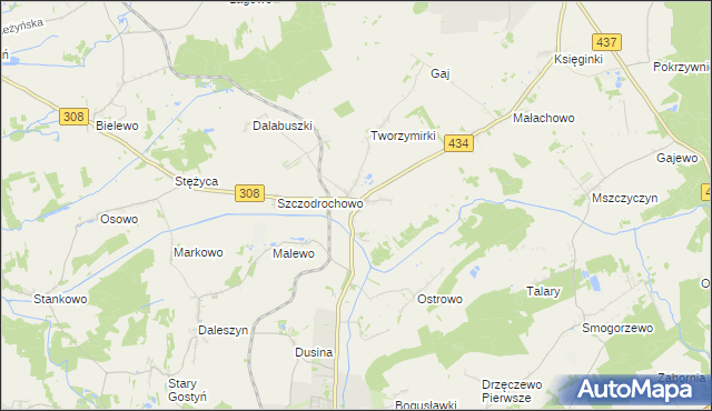 mapa Kunowo gmina Gostyń, Kunowo gmina Gostyń na mapie Targeo