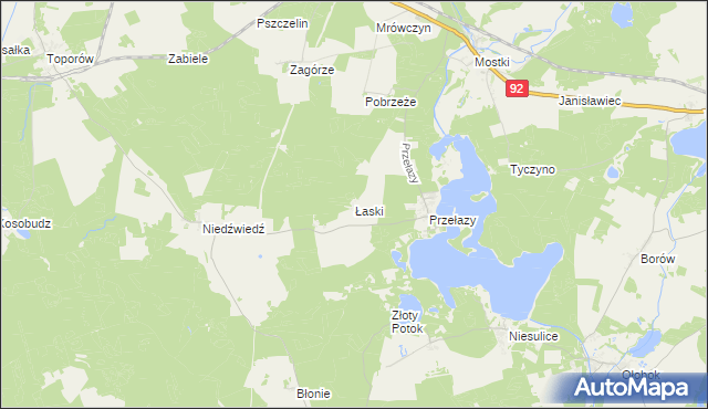 mapa Łaski gmina Lubrza, Łaski gmina Lubrza na mapie Targeo