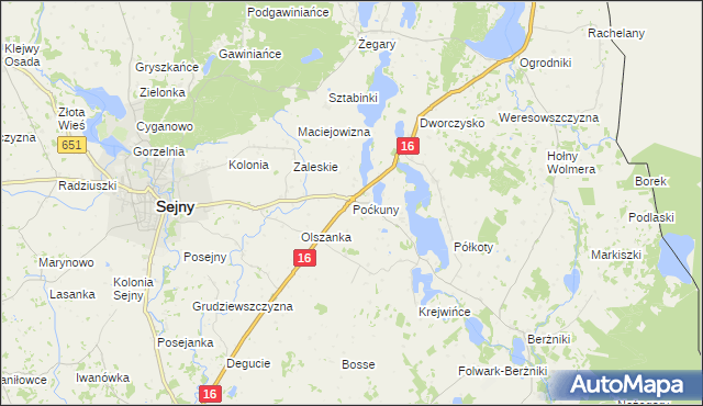 mapa Poćkuny, Poćkuny na mapie Targeo