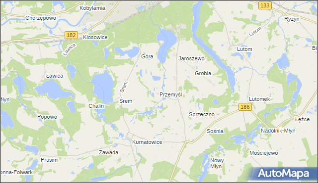 mapa Przemyśl gmina Sieraków, Przemyśl gmina Sieraków na mapie Targeo