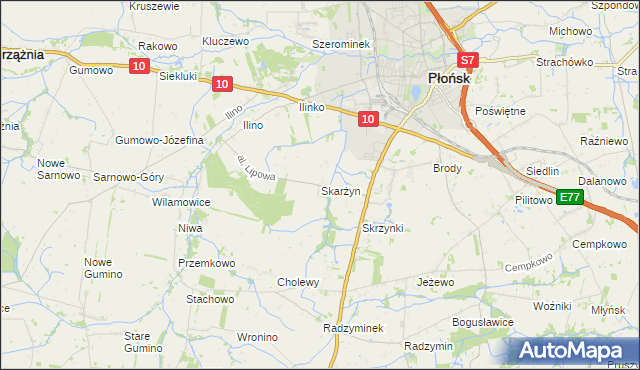 mapa Skarżyn gmina Płońsk, Skarżyn gmina Płońsk na mapie Targeo
