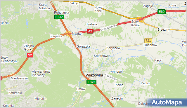 mapa Stefanówka gmina Wiązowna, Stefanówka gmina Wiązowna na mapie Targeo