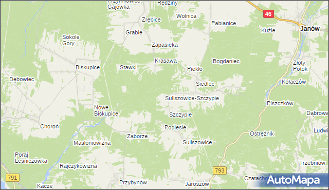 mapa Suliszowice-Szczypie, Suliszowice-Szczypie na mapie Targeo