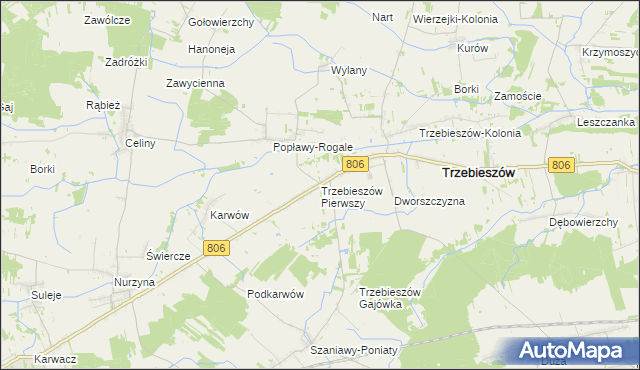 mapa Trzebieszów Pierwszy, Trzebieszów Pierwszy na mapie Targeo