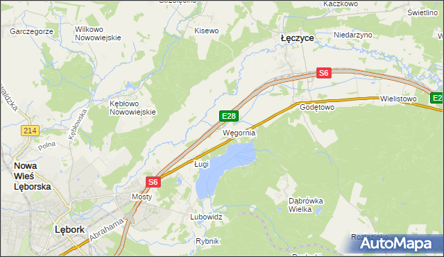 mapa Węgornia, Węgornia na mapie Targeo