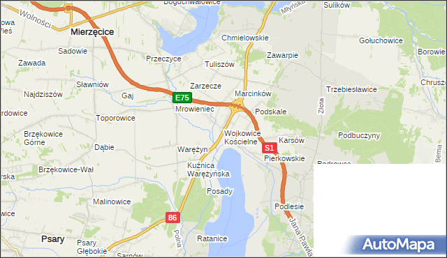 mapa Wojkowice Kościelne, Wojkowice Kościelne na mapie Targeo