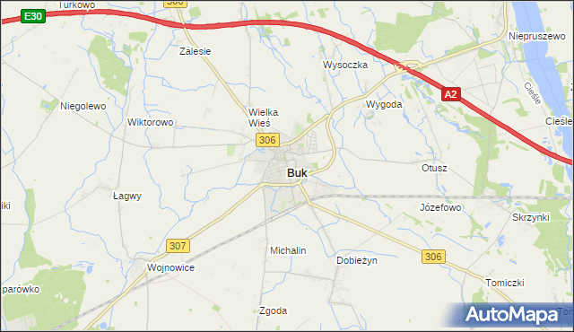 mapa Buk powiat poznański, Buk powiat poznański na mapie Targeo