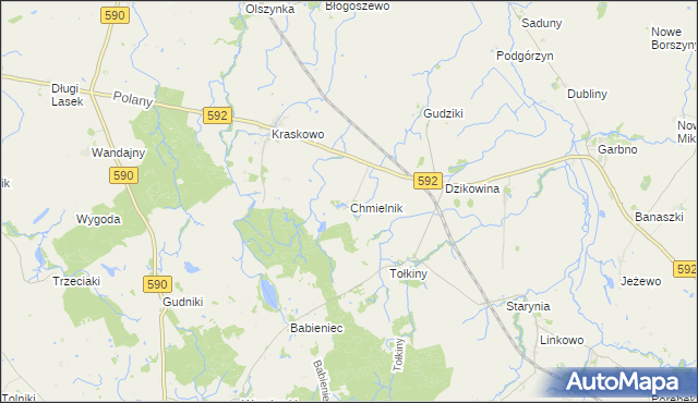 mapa Chmielnik gmina Korsze, Chmielnik gmina Korsze na mapie Targeo