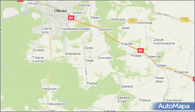 mapa Zimnodół, Zimnodół na mapie Targeo