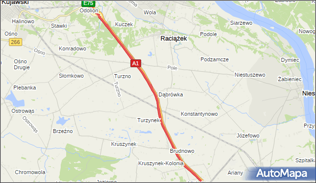 mapa Dąbrówka gmina Raciążek, Dąbrówka gmina Raciążek na mapie Targeo
