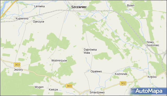 mapa Dąbrówka Mała gmina Szczaniec, Dąbrówka Mała gmina Szczaniec na mapie Targeo